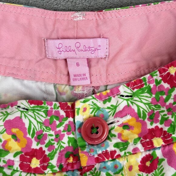 LILLY PULITZER Womens Floral Multicolor Mini Summer Shorts Cute Girly Short Sz 6 - Picture 3 of 7